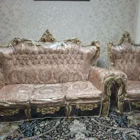 مبلمان سلطنتی ۹ نفره تمیز و سالم بهمراه میز عسلی|مبلمان خانگی و میز عسلی|آفتاب, |دیوار