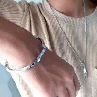 ست بنگل و گردنبند پیچی استیل کد 157