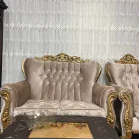 مبل هفت نفره رنگ طلایی بژ