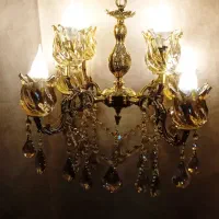 لوستر برنجی برنزی ۴شاخه هشت شعله|لوستر و چراغ آویز|اراک, |دیوار