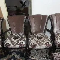 یک ست مبلمان چوبی مخملباف ومیز غذا خوری هشت نفره|مبلمان خانگی و میز عسلی|الوند, |دیوار