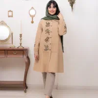 مانتو الیاف طبیعی گلدوزی درجه ۱
