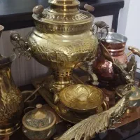 سرویس سماور تکمیل برنجی ذغالی