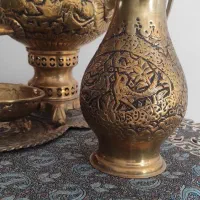 سرویس سماور ذغالی جنس برنج قلم کاری شده با دست|صنایع دستی و سایر لوازم تزئینی|بجنورد, |دیوار