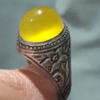 انگشتر عقیق زرد طوق دار رکاب قلم قدیم