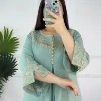 لباس ماکسی پارچه نخی کشمیر وارداتی