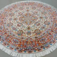 قالی دستبافت گل ابریشم تک دایره 2 * 2 طرح تبریز