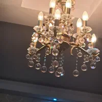 لوستر سه شاخه آب طلا با دیوارکوب سه شعله