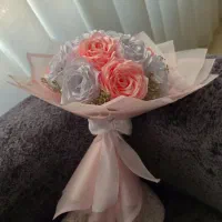 دسته گل دوازده شاخه ترکیب صورتی سفید|گل مصنوعی|تهران, شهرک چیتگر|دیوار