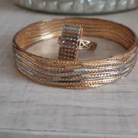 ست النگو و انگشتر استیل رنگ ثابت نو