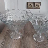 جا میوه‌ای کریستال وجای آجیل پایه دار|ظروف سرو و پذیرایی|ساوه, |دیوار