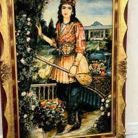 تابلو فرش بزرگ دستباف طرح دختر قاجار