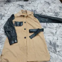 مانتو مخمل کبریتی و چرم
