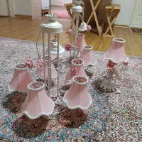 پک لوستر فرفورژه پنج و سه شعله ،همراه اباژور|لوستر و چراغ آویز|تهران, کوی بیمه|دیوار