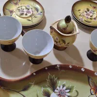 سرویس چای خوری سرامیک طلایی نگین کاری و گل برجسته|ظروف سرو و پذیرایی|اهواز, گلستان|دیوار