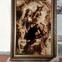 تابلو فرش فانتزی دختر وگرگ