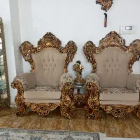 مبل سلطنتی ۹ نفره نسکافه ای رنگ کلاف بزرگ|مبلمان خانگی و میز عسلی|کرمانشاه, |دیوار