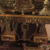 آینه و شمعدان منبت همراه با میز و ساعت ...|آینه|اصفهان, کوجان|دیوار