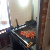 فر ساندویچی، بشقاب و قاشق استیل،شیشه نوشابه ،قدان