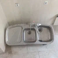 سینک ظرفشویی اخوان دو لنگه با شیر ظرفشویی