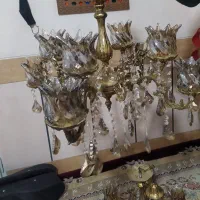 لوستر چهار شاخه 8شعله برنزی|لوستر و چراغ آویز|همدان, |دیوار