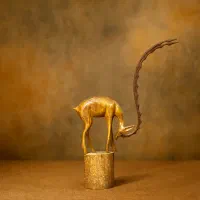 مجسمه چوبی غزال سرخم/کادویی خاص/دکور/هدیه