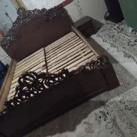 تخت خاب دونفره چوب روس بهترین چوب خیلی تمیز نو|تخت و سرویس خواب|نیشابور, شهرک رسولی|دیوار