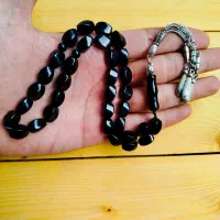 تسبیح عقیق مشکی تراش خاص و کمیاب