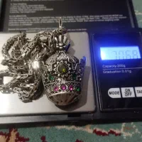 زنجیر نقره 925کرال وزن 70 گرم با تاج