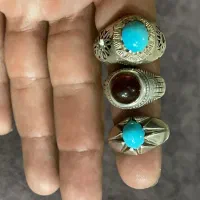 سه انگشتر انتیک فیروزه عقیق
