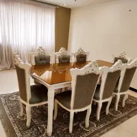 یک دست مبل ۹ نفره استیل همراه با ناهارخوری ۸ نفره|مبلمان خانگی و میز عسلی|گرگان, |دیوار