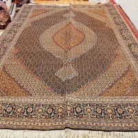 جفت قالی ۹متری دستباف تبریز زمینه سرمه ای