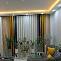 پرده حریر ساده پتینه با والان و نصاب میل پرده|پرده، رانر، رومیزی|رباطکریم, رباطکریم|دیوار