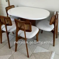 میز ناهارخوری راسا با صندلی حصیری و تدی از کارخانه