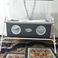 باسلام گهواره مارک میلاد طوسی سفید نو نو گهواره گ|اسباب و اثاث بچه|کرمانشاه, |دیوار