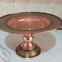 شیرینی خوری مسی خاتم کاری  قطر دایره ۳۰ ارتفاع ۱۷