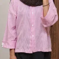 شومیز راه راه پینترستی صورتی باکسی