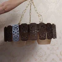 لوستر سه شعله چوبی