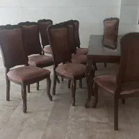 میز غذاخوری ۸ نفره چوبی به همراه ۸ صندلی|میز و صندلی غذاخوری|آمل, |دیوار