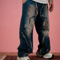 شلوار بگ مردانه ریشدار فشن