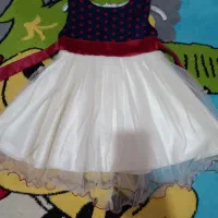 پیراهن مجلسی قرمز رنگ پرچین وپیراهن سفید سورمه ای|لباس|آبادان, |دیوار