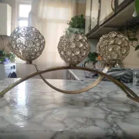 ۲عدد شمعدان فلزی آبکاری برنز