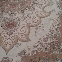 فرش گل برجسته کرم قهوه ایی