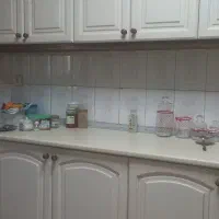 کابینت چوب  همراه با شیر و سینک دوقلو