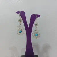 گوشواره نقره ملیله اصفهان طرح بته جقه فیروزه کد۶۰۴|جواهرات|اصفهان, مولوی|دیوار