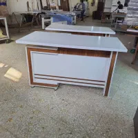 میز اداری ۱۴۰×۷۰ کارشناسی سفید و گردویی کمد و کشو