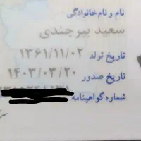 یک عدد گواهینامه به اسم سعید بیرجندی پیدا شده