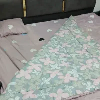 تخت دونفره طوسی ایینه ای