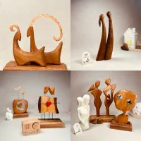 مجسمه های دست ساز چوبی دکوری خاص(چوب توسکا و گردو)