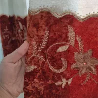 دو عدد پرده حریر مخمل باف سالم|پرده، رانر، رومیزی|بندرعباس, |دیوار